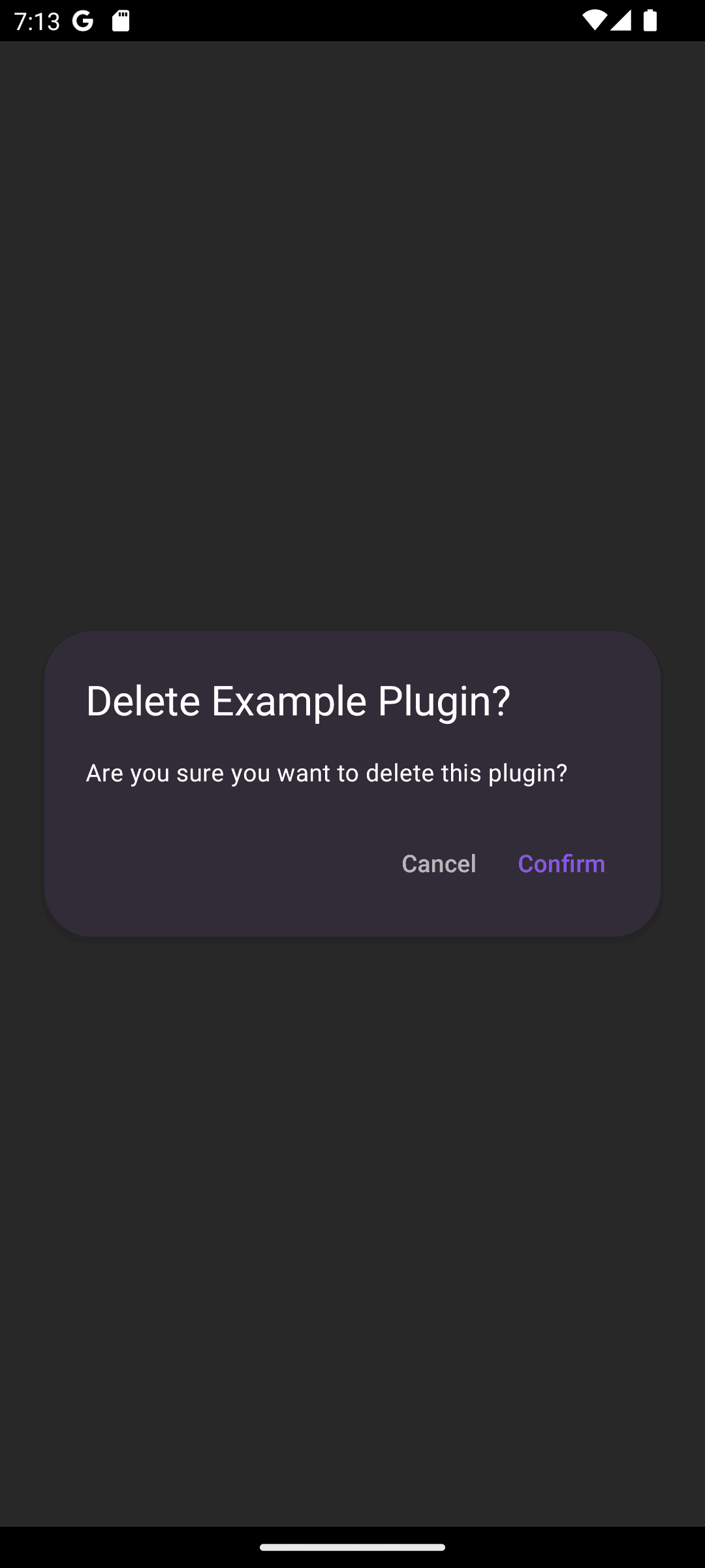 Delete Plugin Confirmation