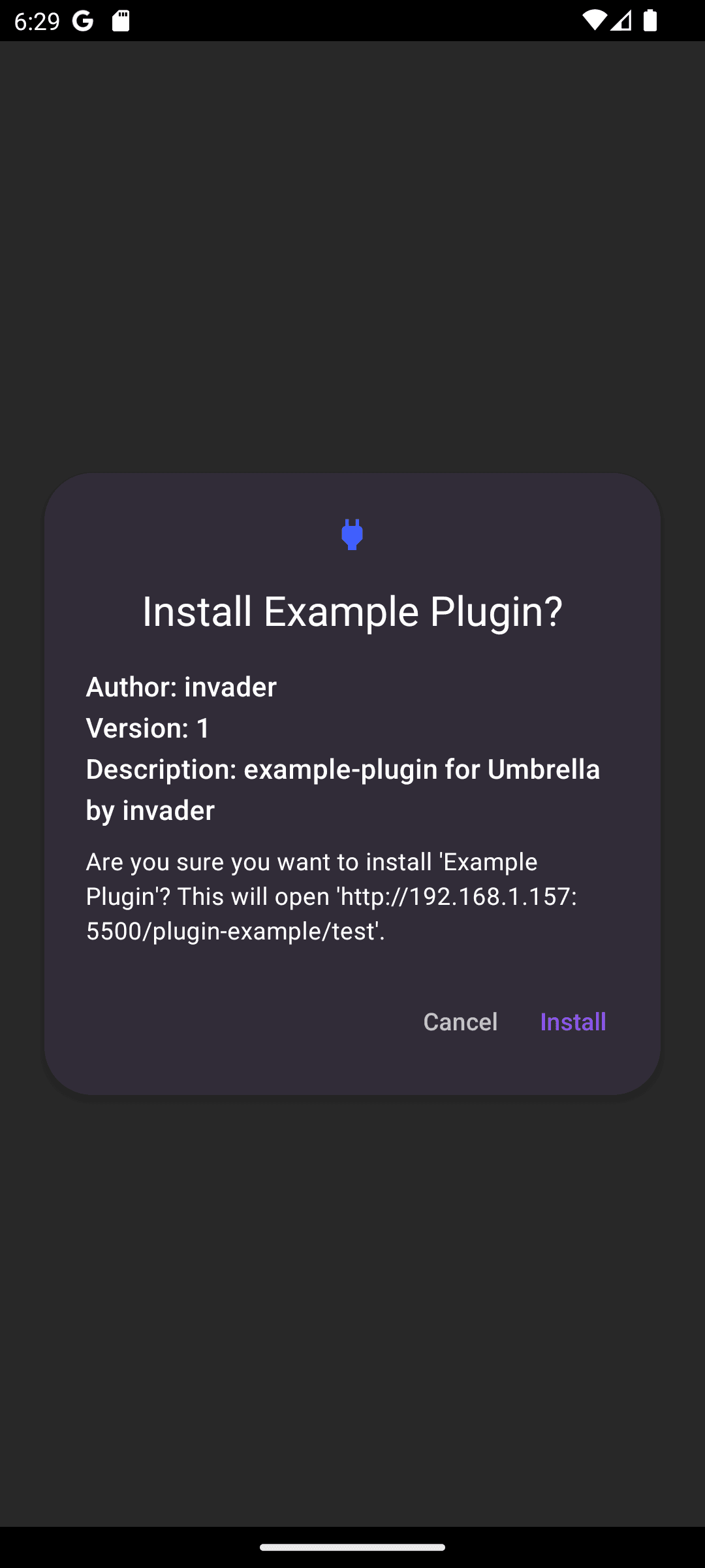Install Plugin Dialog